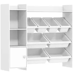 AIYAPLAY Toy Storage Unit with 8 Removable Bins, Storage Shelves, Cabinet, White - 1