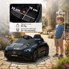 AIYAPLAY Licensed Mercedes AMG Kids Electric Car, 12V Ride On Car with Dual Motors, Remote Control for 3-6 Years, Black - 3