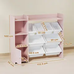 AIYAPLAY Toy Storage Unit with 8 Removable Bins, Storage Shelves, Cabinet, Pink - 3