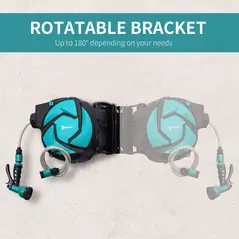 DURHAND 10m Garden Auto Hose Reel Wall Mounted Retractable 7 Patterns Spray Nozzle - 6