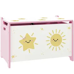 AIYAPLAY Toy Box with Lid, Safety Hinges and Groove Handles, Toy Storage organiser for Kids, Living Room, Playroom, Pink - 1