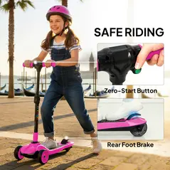 AIYAPLAY Three-Wheel Foldable Electric Scooter for Kids Aged 6-10 Years, Pink - 8