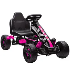 AIYAPLAY Pedal Go Kart for Kids Aged 3-6 Years, with Freewheel System, Brake, EVA Anti-Slip Wheels, Pink - 1