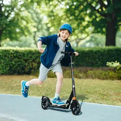 AIYAPLAY Kids Scooter with Four-Level Adjustable Handlebar, Dual Brake System, 200mm Wheels, ABEC-7 Bearings, Black - 2