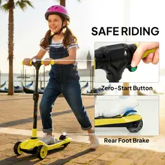 AIYAPLAY Three-Wheel Foldable Electric Scooter for Kids Aged 6-10 Years, Yellow - 8