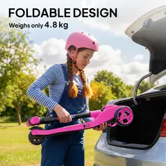 AIYAPLAY Three-Wheel Foldable Electric Scooter for Kids Aged 6-10 Years, Pink - 9