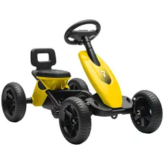AIYAPLAY Pedal Go Kart for Kids 2-5 Years, with Silent EVA Wheels, Metal Frame, Yellow - 1