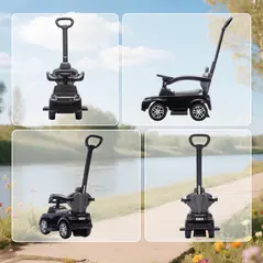 AIYAPLAY Land Rover Discovery Licensed Baby Push Car, 2-in-1 Ride on Car with Push Handle and Safety Guardrail, Black - 8