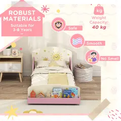 AIYAPLAY Toddler Bed with Storage, Guardrails, Sun Design, for Ages 3-8 Years, Fits 140 x 70cm Mattress, - 7