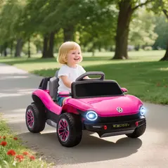 AIYAPLAY Volkswagen Licensed Kids Electric Car with Remote Control for Ages 3-6 Years, Pink - 2