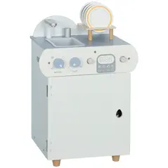 AIYAPLAY Wooden Dishwasher Playset, Kitchen Sink Toys with Faucet, Sink and Accessories, Gift for Boys Girls Toddlers - 1