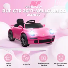 AIYAPLAY Licensed RUF CTR 2017-Yellowbird Electric Car for Kids, with Remote Control, Soft Start, MP3 Player, LED Lights, Pink - 4