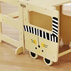 AIYAPLAY Toddler Step Stool, Standing Tower with Chalkboard, 3-in-1 Cat-Shaped Step Stool for Kitchen Counter, Natural - 8