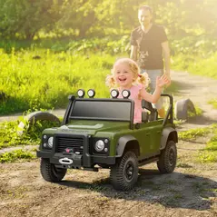 AIYAPLAY Kids Ride On Car with Remote Control, Music, Horn, 4 Spring Suspension Wheels, LED Lights for 3-5 Years Old, Green - 2