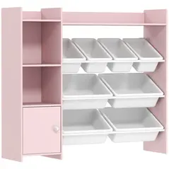 AIYAPLAY Toy Storage Unit with 8 Removable Bins, Storage Shelves, Cabinet, Pink - 1