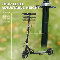 AIYAPLAY Scooter for Kids Aged 3-8 Years, with Adjustable Handle, Two Light Up Wheels, Handbrake, Rear Brake, Black - 4