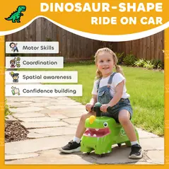 AIYAPLAY Kids Ride On Car, Dinosaur Foot to Floor Slider with Storage, Toddler Walker with Light, Sounds, Green - 4
