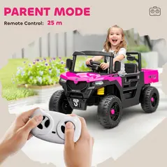AIYAPLAY Kids Ride on Car, 12V Electric Kids UTV with Electric Dump Bed, 4-Wheel Suspension for 3-8 Years, Pink - 6