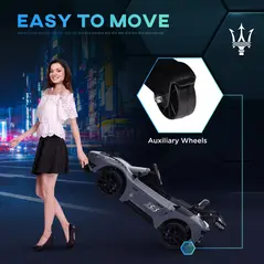 AIYAPLAY Maserati GT2 Licensed 12V Kids Electric Ride on Car with 4 Suspension Wheels, Remote Control, Music, Horn, Lights, Grey - 5