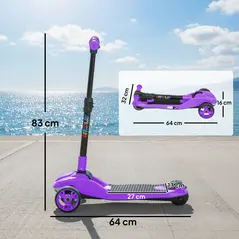 AIYAPLAY Three-Wheel Foldable Electric Scooter for Kids Aged 6-10 Years, Purple - 3