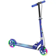 AIYAPLAY Scooter for Kids Aged 3-8 Years, with Adjustable Handle, Two Light Up Wheels, Handbrake, Rear Brake, Blue - 1