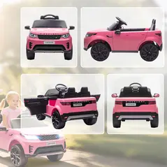 AIYAPLAY Land Rover Discovery Licensed 12V Kids Electric Car with Remote, 4 Wheel Suspension, Slow Start, Lights, Music, Pink - 9
