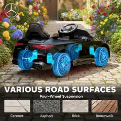 AIYAPLAY Licensed Mercedes AMG Kids Electric Car, 12V Ride On Car with Dual Motors, Remote Control for 3-6 Years, Black - 8