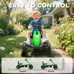 AIYAPLAY Pedal Go Kart for Kids 2-5 Years, with Silent EVA Wheels, Metal Frame, Green - 6