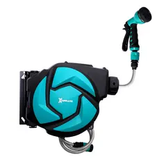 DURHAND 10m Garden Auto Hose Reel Wall Mounted Retractable 7 Patterns Spray Nozzle - 1