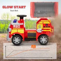 AIYAPLAY Ride On Fire Truck, 12V Kids Electric Car with Siren, Flashing Lights, Firefighting Tools, Music, Horn, Slow Start, Red - 6