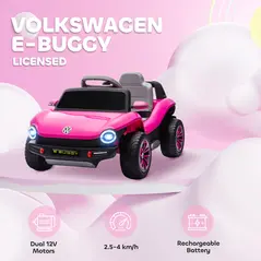 AIYAPLAY Volkswagen Licensed Kids Electric Car with Remote Control for Ages 3-6 Years, Pink - 4