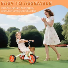 AIYAPLAY Kids Trike, Toddler Tricycle with Front Basket and EVA Wheels for Ages 2-5 Years, Indoor Outdoor for Boys Girls, Orange - 7