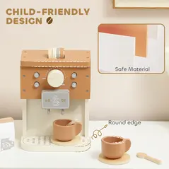 AIYAPLAY Kids Wooden Coffee Machine Toy, Pretend Play Kitchen Accessories Gift for Boys and Girls Ages 3+ - 5