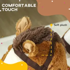 AIYAPLAY Kids Rocking Horse, Plush Ride on Horse, with Sound, Wood Base, for Ages 18-36 Months, Brown - 5