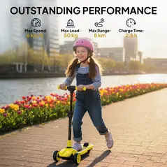 AIYAPLAY Three-Wheel Foldable Electric Scooter for Kids Aged 6-10 Years, Yellow - 7