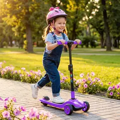 AIYAPLAY Three-Wheel Foldable Electric Scooter for Kids Aged 6-10 Years, Purple - 2