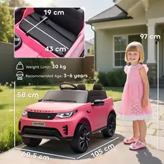 AIYAPLAY Land Rover Discovery Licensed 12V Kids Electric Car with Remote, 4 Wheel Suspension, Slow Start, Lights, Music, Pink - 3