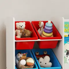 AIYAPLAY Toy Storage Unit, 3-Tier Toy Organiser Shelf with 6 Removable Storage Bins for Bedroom, Nursery, Multicoloured - 9