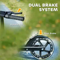 AIYAPLAY Scooter for Kids Aged 3-8 Years, with Adjustable Handle, Two Light Up Wheels, Handbrake, Rear Brake, Black - 6