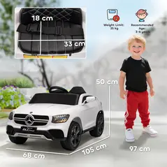 AIYAPLAY Mercedes-Benz GLC Licensed Kids Ride on Car with Remote Control, Soft Start, MP3, LED Headlights, White - 3