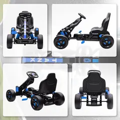 AIYAPLAY Pedal Go Kart for Kids Aged 3-6 Years, with Freewheel System, Brake, EVA Anti-Slip Wheels, Blue - 9