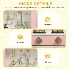 AIYAPLAY Kitchen Playset with Pretend Play Cooking Accessories, Play Kitchen with Oven, Microwave and Sink, Pink - 7