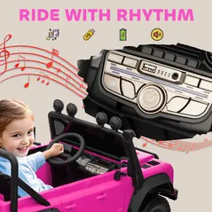 AIYAPLAY Kids Ride On Car with Remote Control, Music, Horn, 4 Spring Suspension Wheels, LED Lights for 3-5 Years Old, Pink - 9