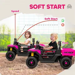 AIYAPLAY Kids Ride on Car, 12V Electric Kids UTV with Electric Dump Bed, 4-Wheel Suspension for 3-8 Years, Pink - 7