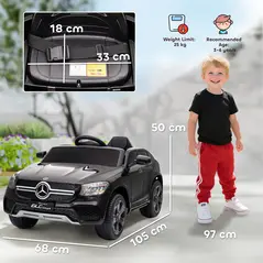AIYAPLAY Mercedes-Benz GLC Licensed Kids Ride on Car with Remote Control, Soft Start, MP3, LED Headlights, Black - 3