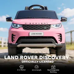 AIYAPLAY Land Rover Discovery Licensed 12V Kids Electric Car with Remote, 4 Wheel Suspension, Slow Start, Lights, Music, Pink - 4
