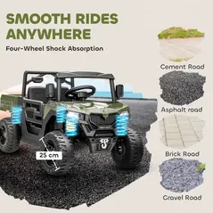 AIYAPLAY Kids Ride on Car, 12V Electric Kids UTV with Electric Dump Bed, 4-Wheel Suspension for 3-8 Years, Green - 9