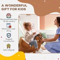 AIYAPLAY Kids Rocking Horse, Plush Ride on Horse, with Sound, Wood Base, for Ages 18-36 Months, Brown - 8