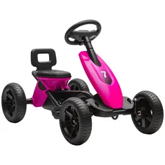 AIYAPLAY Pedal Go Kart for Kids 2-5 Years, with Silent EVA Wheels, Metal Frame, Pink - 1