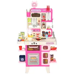 AIYAPLAY Pretend Play Kitchen Set with Realistic Lights & Sounds, 104PCS Toy Kitchen Accessories for Boys and Girls, Pink - 1
